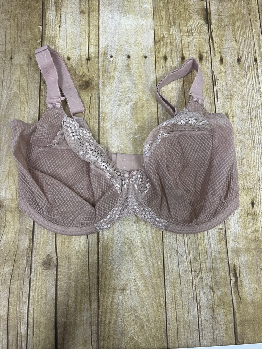 Elomi Sheer Lace Underwire Bra taupe size 34K